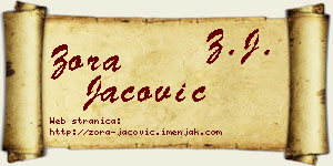 Zora Jačović vizit kartica